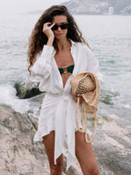 Pure Cotton Lapel Hip-hugging Shirts Mini&Short Dresses