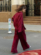 Loose-fitting Long-sleeved Shirt And Casual Trousers Two-piece Set