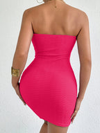 Strapless Solid Color Tight Sexy Short Dress