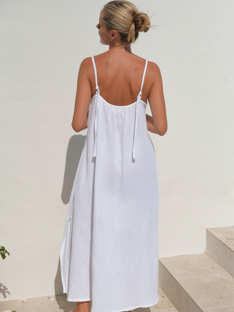 100% Cotton Temperament Camisoles Loose-fit Home Vacation Mini&Short Dresses