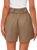 High-waisted Solid Color Comfortable Shorts With Pockets