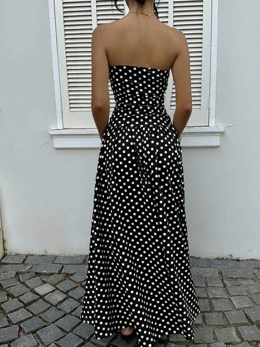 Off-shoulder Polka Dots A Grace Maxi Dresses