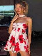 Halter Neck, Backless, Irregular Hem Mini&Short Dresses
