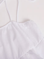Pure Cotton Cake Skirt Backless Camisoles Beach Cover-up Mini&Short Dresses