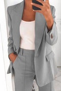 One Button Solid Office Blazer Jacket