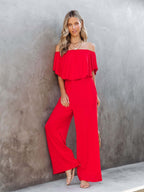 Off Shoulder Backless Loose-fit Leisure Jumpsuits