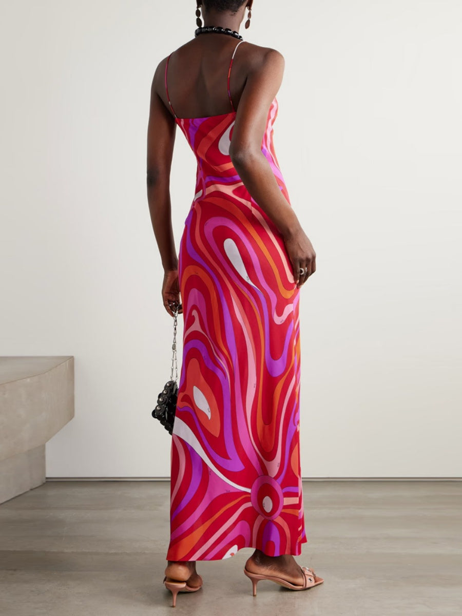 Printed Camisoles Sexy Slit Maxi Dresses