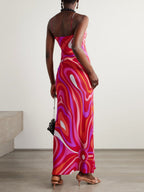 Printed Camisoles Sexy Slit Maxi Dresses