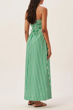 Strapless Smocked Tube Striped Maxi Dress