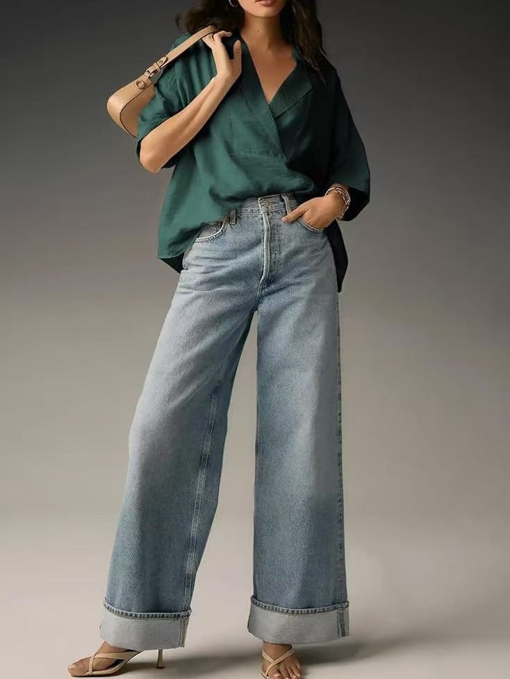Short-sleeved Collared Casual Loose T-shirt