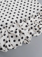 Polka Dot Fitted Ruched Skirt Midi Dress