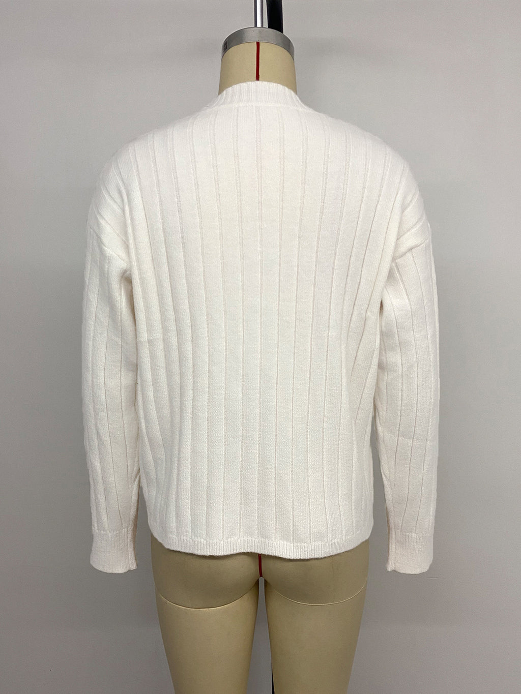 Heart Button Ribbed Knit Cardigan Round Neck Long Sleeve Top For Women 2026