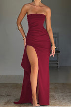 Strapless High Slit Maxi Dress