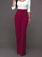 White Women Pants High Waisted Straight Leg Long Pants