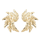 Exaggerated Spiral Gold-plated Leaf Geometric Metal Earrings