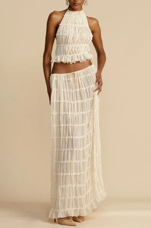 Ruched Halter Cami And Maxi Skirt Dress