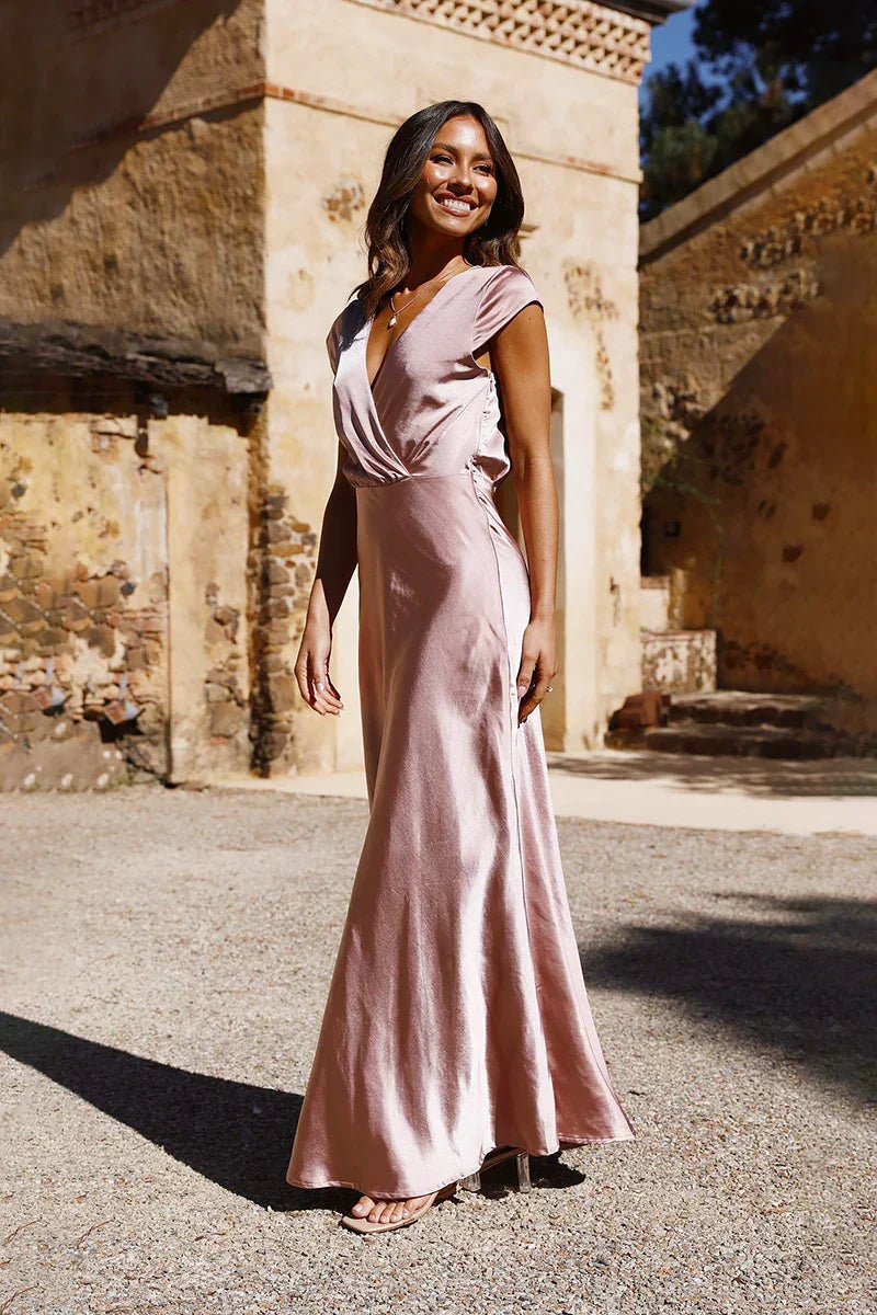 Verónica Chic Maxi Dress Dusty Pink Elevated Occasion Wear