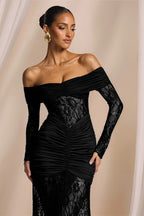 Lace Off Shoulder Long Sleeve Dress