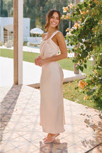 Lorena Elevated Maxi Dress Champagne Occasion Wear