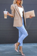 Classic Single Button Back Slit Pocketed Blazer