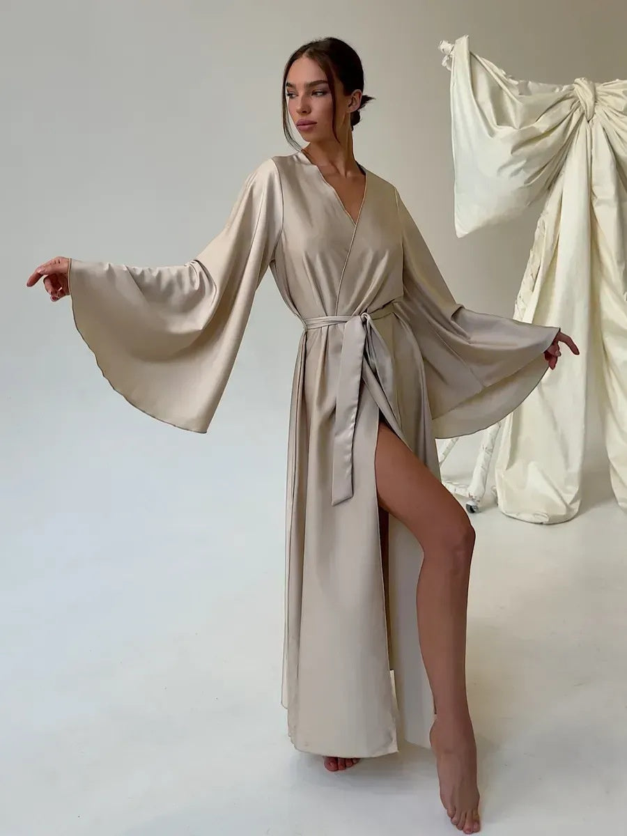 V-neck Thin Strap Nightgown Lazy Style Parties Maxi Dresses