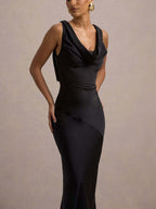 Satin Fitted Bodycon Fishtail Backless Sexy Zipper Maxi Dresses
