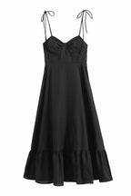Tie Shoulder Ruffle Swing Maxi Cami Holiday Dress