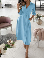 Lace Up Shirts Irregular Printed Maxi Dresses