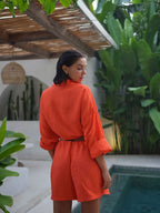 Pure Cotton Loose-fit Long-sleeved Shirt Loose Shorts Set 2-piece Sets