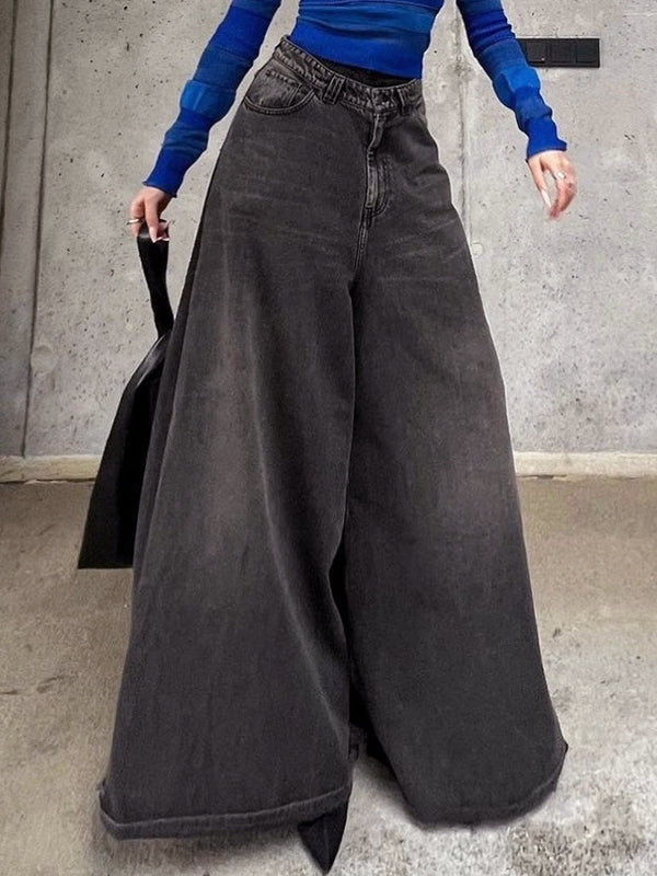 Gray Wash Loose Flare Boyfriend Jeans