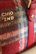 Red Tweed Pillow Handheld Shoulder Crossbody Bag
