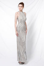 Sequin Halter Mermaid Maxi Dress