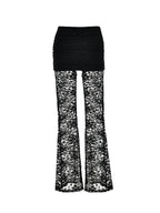 Lace Spliced Flare Leg Pants