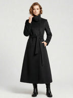 Belted Long Woolen coat with Double-breasted and high collar For Women 2026