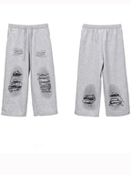 Street Offset Ripped Pattern Sweatpants