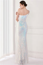 Sparkle Beaded V Neck Party Gown Formal Dress