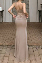 Lace Sweetheart Knot Detail Sheer Panel Spaghetti Strap Maxi Dress