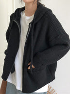 Loose Hooded Cardigan Chunky Knit Sweater
