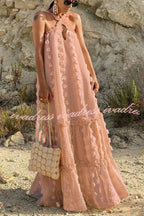 Sweet By The Sea Flower Decor Halter Maxi Dress