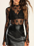 Perspective Lace Mesh Long Sleeve Tee