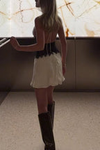Fashionable Hollowed-out Lace Patchwork V-neck Backless Slim-fit Mini Dress