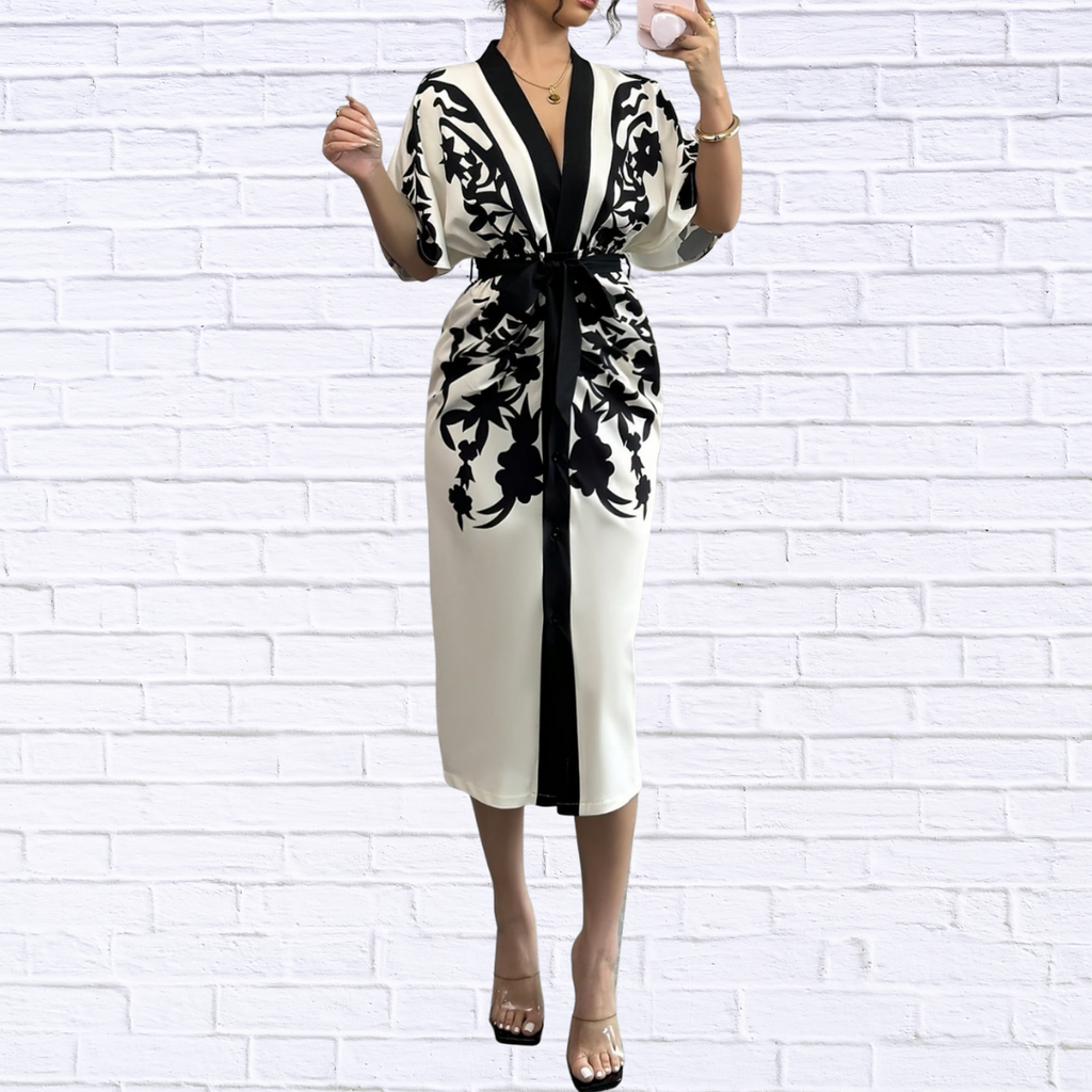 Button Front Half Sleeve Dress