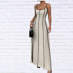 Contrast Trim Spaghetti Strap Maxi Dress