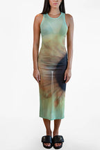 Sleeveless Gradient Tie Dye Bodycon Midi Dress