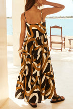 Espresso Print Ruffle Tiered Maxi Cami Dress