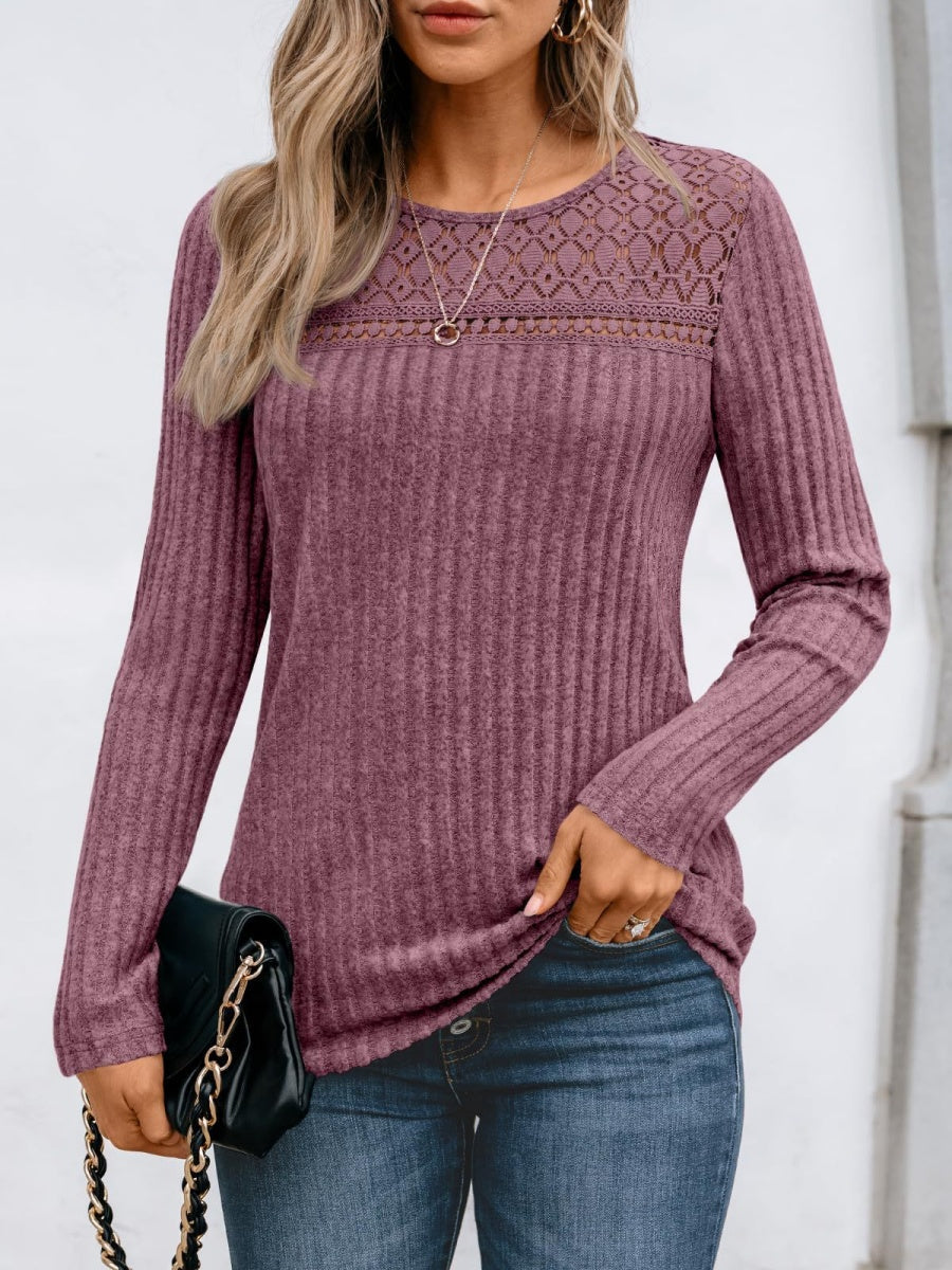 Pit Strip Loose Hollow Lace Stitching T-shirts
