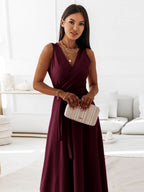 Lace Up V-neck Formal Dress Maxi Dresses