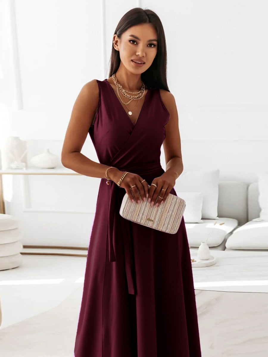 Lace Up V-neck Formal Dress Maxi Dresses