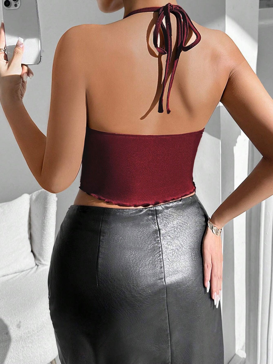 Drawstring Backless Tank Top