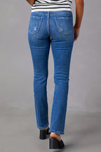 High Waist Straight Leg Stretchy Denim Pants